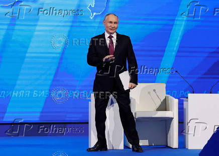Russian President Putin attends the Congress of the Russian Union of Industrialists and Entrepreneurs in Moscow
