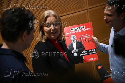 German Chancellor Scholz holds his first campaign speech at an 'election victory' conference of the SPD, in Berlin