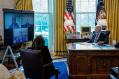 U.S. President Joe Biden attends a briefing on the federal response to the wildfires across Los Angeles