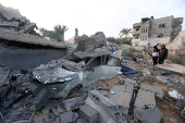 Aftermath of an Israeli strike on a house in Deir Al-Balah in the central Gaza Strip