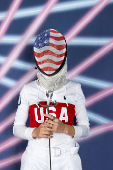 Laser portraits at the Team USA media summit ahead of the Paris Olympics and Paralympics, at an event in New York
