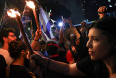 People take part in a protest calling for the release of hostages kidnapped in the deadly October 7 attack on Israel by the Palestinian Islamist group Hamas, in Tel Aviv
