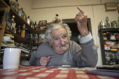 O ex-presidente uruguaio Mujica durante entrevista  Folha no seu stio em Montevidu