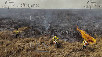 Brigada Prevfogo combate incendio en Pantanal brasileo