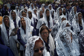 Catholic faithul celebrate the Lord of Miracles, in Lima