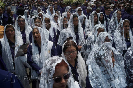 Catholic faithul celebrate the Lord of Miracles, in Lima