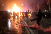 Supporters of Georgia's opposition attend a rally to protest, after government halts EU application until 2028, in Tbilisi