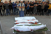 Funeral of Palestinians killed in Israeli strikes, in Rafah in the southern Gaza Strip