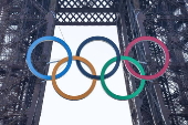 Olympic rings unveiled on the Eiffel Tower 50 days before Paris games