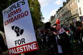 People demonstrate in support of Palestinians in Gaza, in London