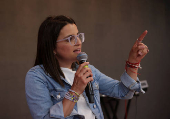 Vice-presidential candidate Maria Jose Pinto starts campaigning for presidential election in Quito