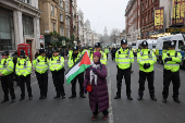 Demonstration in support of Palestinians in Gaza, after Israel and Hamas reached a ceasefire deal, in London