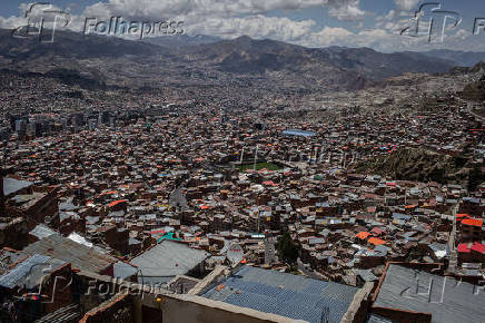 Vista area de La Paz, na Bolvia