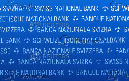 The logo of the Swiss National Bank (SNB) is seen during its annual general meeting in Bern