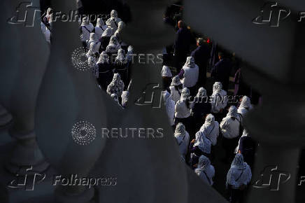 Catholic faithul celebrate the Lord of Miracles, in Lima