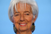 ECB President Christine Lagarde addresses the media in Frankfurt