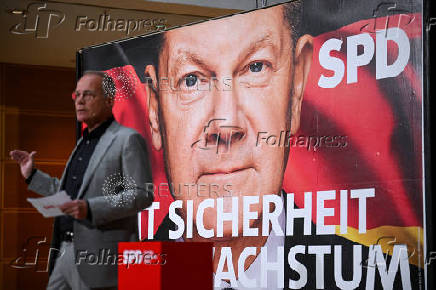 General Secretary Miersch presents the poster election campaign of the SPD for the upcoming 2025 federal election, in Berlin