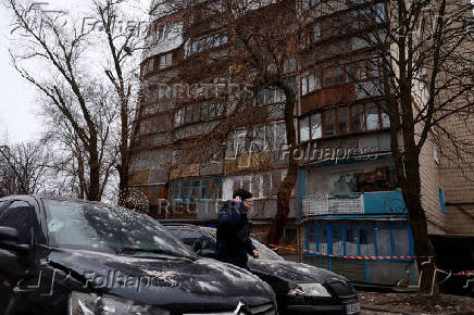 Aftermath of a Russian drone strike in Kyiv