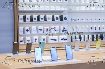 Movimentao na loja da Apple durante lanamento do iPhone 11 em Nova York, nos EUA