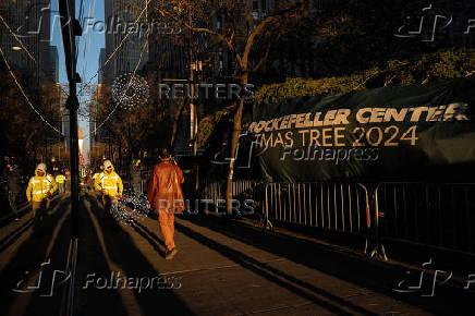 Rockefeller Christmas Tree is Delivered and Raised