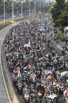 Bikers convoy supporting the Palestinian people in Jakarta