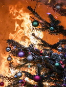 Fire department in Berlin demonstrates fire hazard from Christmas tree candles