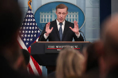 National Security Advisor Jake Sullivan speaks at a press briefing at the White House in Washington