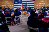 U.S. President Biden attends a dinner with U.S. service members and their families ahead of Thanksgiving at U.S. Coast Guard Sector New York on Staten Island