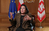 Georgia's President Zourabichvili gives an interview in Tbilisi