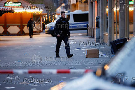 Site where a car drove into a crowd at a Magdeburg Christmas market in Magdeburg