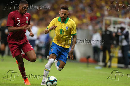 Neymar, do Brasil, durante partida contra o Qatar