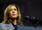 Democratic presidential nominee and U.S. Vice President Kamala Harris attends a campaign event in Madison