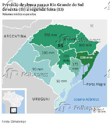 Previsão de chuva para o Rio Grande do Sul