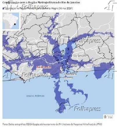 Veja como seria a extensão da tragédia de Porto Alegre no Rio de Janeiro