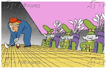 Charge - 'Trump jogando golfe diante de militares'
