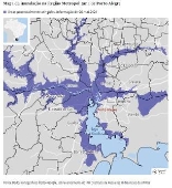 Mapa da inundação na Região Metropolitana de Porto Alegre