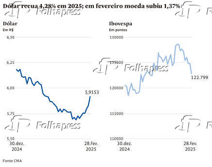 Dólar recua 4,28% em 2025; em fevereiro moeda subiu 1,37%