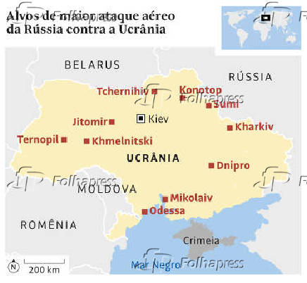 Alvos de maior ataque aéreo da Rússia contra a Ucrânia