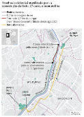 Trecho da ciclovia interditado para a construção da linha 17-ouro, o monotrilho