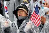 Far-right protesters attend a rally to support South Korean ousted President Yoon Suk Yeol in Seoul