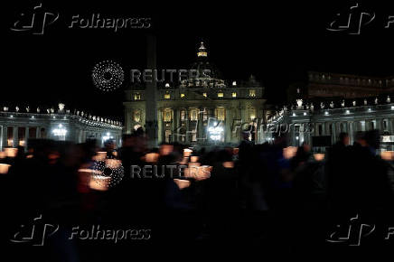 Torchlight procession ahead of the Conclave in St Peter's Square at the Vatican