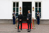 Dutch Prime Minister Dick Schoof meets with Ukrainian President Volodymyr Zelenskiy on the sidelines of a NATO Summit, in The Hague