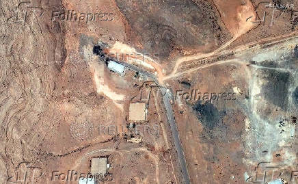 A satellite image shows damage to the tunnel entrances of the Isfahan Nuclear Technology Research Center