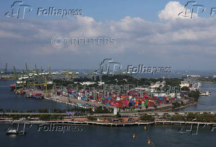 A view of the Brani container terminal in Singapore