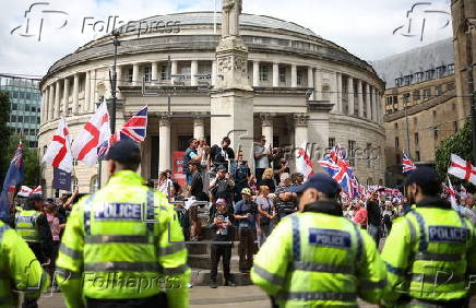 Britain First group hold 'March for Remigration' in Manchester