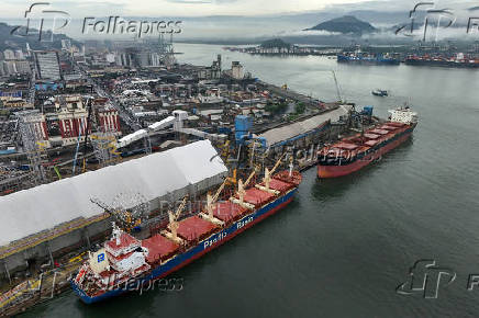 FILE PHOTO: A drone view shows the construction site of terminal STS11 for storage and export of soybeans in Santos, Brazil