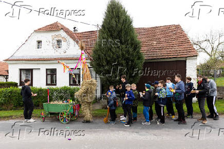 Easter celebration of 'Marching Judas' in Czech village of Stradoun