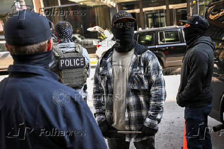 Protest against federal immigration sweeps, in Chicago