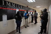 U.S. federal immigration officers at immigration court in New York
