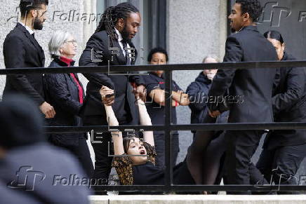 Pro-Palestinian protest outside Barclays annual general meeting in London